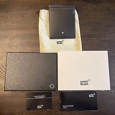 MONTBLANC 4cc Card Holder ID Meisterstuck Black Leather 2665 (4.75 X3.50 ) • $150