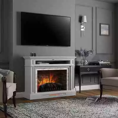 Home Decorators TV Stand 40 X52 X17 Faux Marble Electric Fireplace In Light Gray • $523.43