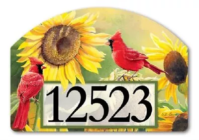 Yard Design Address Marker House Number Magnetic Sign SUNFLOWER CARDINAL  💗tw • $17