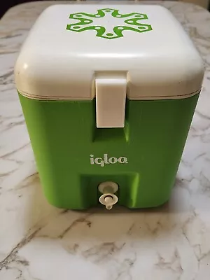 Vintage 1 Gallon Igloo Beverage Cube Cooler W/ Spigot Dispenser Lime/White USA • $22.95