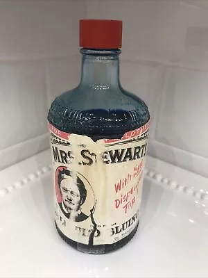 Vintage Mrs. Stewart's Liquid Bluing Embossed Glass Bottle OPEN  • $10.50