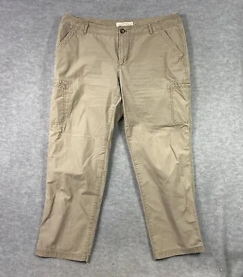 Eddie Bauer Ripstop Pants Womens 12 Khaki Cargo Cropped • $17.99