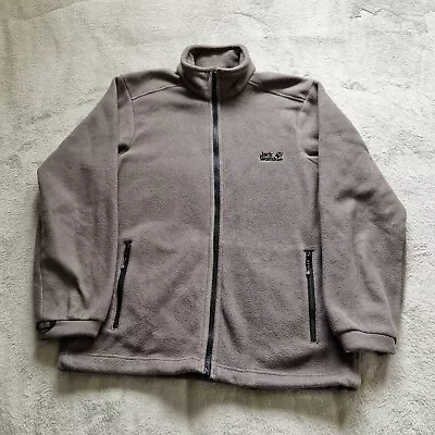 Jack Wolfskin Fleece Jacket Mens Large Grey Y2K Full Zip Sweatshirt Outdoors • £24.99