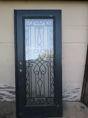 Wrought Iron Single Entry Door 36  X 79  Floral With Operable Glass • $899