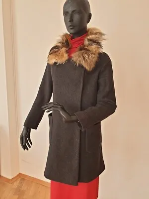 3261 Miu Miu Wool Women's Coat With Fox Furs Size S - Grey • $239