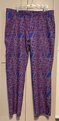 HRESKi Golf Pants Mens Purple Blue Performance 40x32 Stretch Loud Pattern • $21