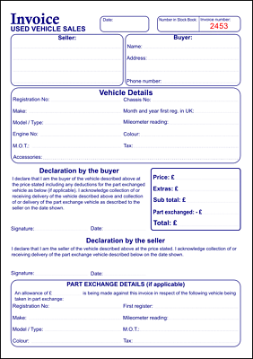 Invoice Pad A4 Used Vehicles Sales Cars Duplicate Serially Numbered NCR PAPER • £7.55