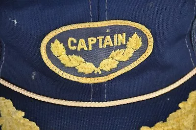 Captain Hat 80s 90s Patch Laurels Snapback Navy Blue Snapback Vintage Trucker • $51.20