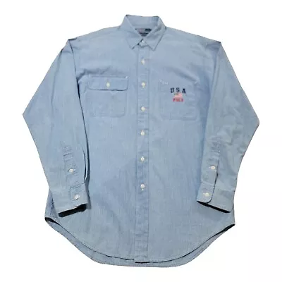 Polo Ralph Lauren Dungaree Workshirt Mens M Blue Chambray Denim Work Casual • $32.95