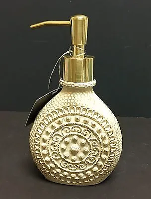 New Nicole Miller Metallic Beige Gold 3d Studded Resin Soaplotion Dispenser • $33.99