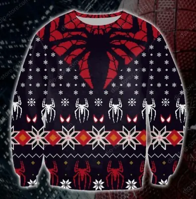 $36.99 • Buy Spider-Man Black - Red Ugly Sweater All Over Print Christmas Gift Us Size Best