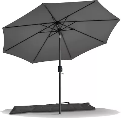 2.7m Garden Parasol Umbrella With Cover Crank And Tilting Umbrella Outdoor Grey • £39.99