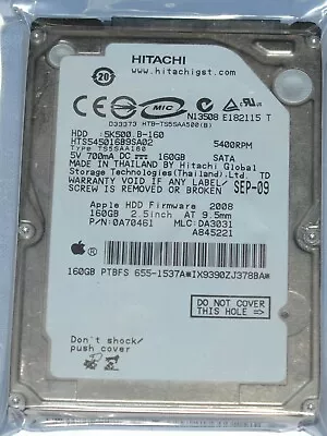 Macbook Pro A1278 Hitachi 160GB SATA 2.5  5400RPM HDD Hard Drive HTS545016B9SA02 • $20.68