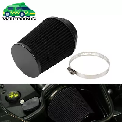 Black 3  76mm High Flow Cold Air Intake Cone Replacement Dry Filter Universal US • $12.89