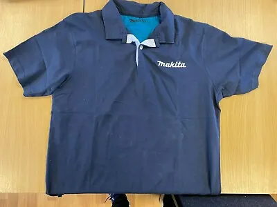 Makita 98P184 Navy Blue Work Job Site Rugby Button T Shirt • £17