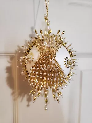 Mary Maxim Handmade Satin Sequin Beaded Angel Ornament • $30