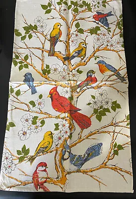 Vintage Linen Wild Bird Tea Towel Colorful All Over Print • $19.99