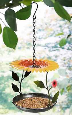 Hanging Sunflower Garden Metal Bird Feeder Bath Seeds Mealworms • £12.15