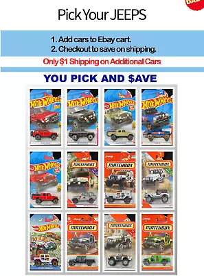 Hot Wheels & Matchbox Jeep Gladiator Wrangler J10 CJ-7 Cherokee You Pick • $2.99