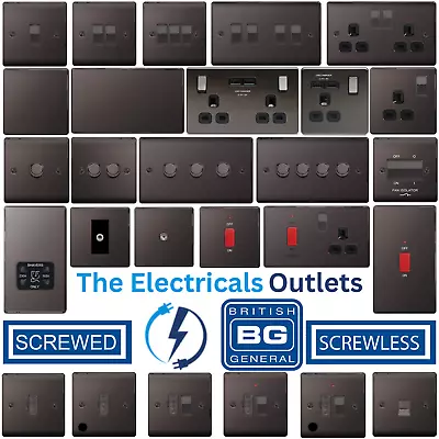 BG Black Nickel Switches And Sockets Full Range Screwed Or Screwless Flatplate • £5.24