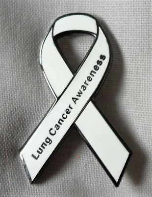 ***NEW*** Lung Cancer Awareness Ribbon Enamel White Badge / Brooch. Charity. • £3.99