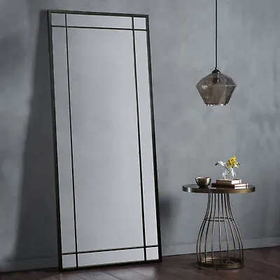 Chigwell Large Rustic Black Metal Frame Industrial Window Mirror 180cm X 70cm • £134.10