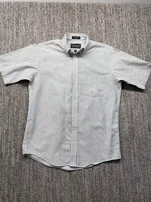 Barrington Shirt Wrinkle Free Oxford Short Sleeve Sz 15.5 USA Made Striped Blue • $22.45