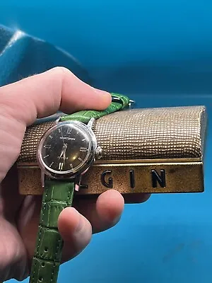 Vintage Mens Elgin Art Deco Mechanical Wrist Watch Working!  Beauty! With Box • $95