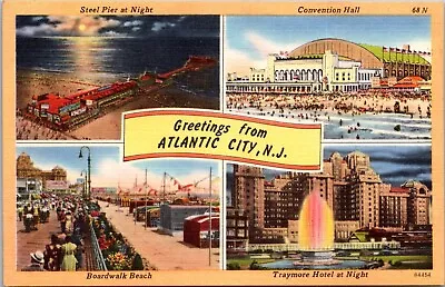 Postcard Atalntic City NJ Steel Pier Boardwalk Beach Traymore Hotel • $5.84