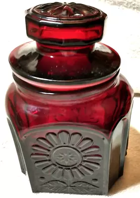 Vintage Wheaton Ruby Red Glass Sunflower Bottle With Stopper 1970s A52 • $17.99