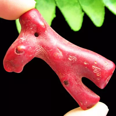 F34457 Red Coral Freeform Pendant Bead Pendant Bead 50x28x13mm • $0.74