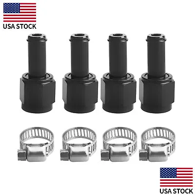 4Pcs Straight 6AN Female To 5/16  3/8  Swivel Hose Barb Fitting Adapter • $14.99