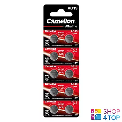 10 Camelion Alkaline Batteries L1154 Lr44 Ag13 1.5v No Mercury 10bl Exp 2025 New • $7.45