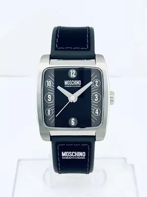 MOSCHINO Unisex MW0006  - I FEEL DANDY Black & Gray Dial And Leather Strap WATCH • $207.19