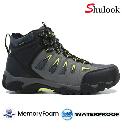 Mens Waterproof Walking Hiking Boots Memory Foam Running Ankle Trainers Shoes • £18.95