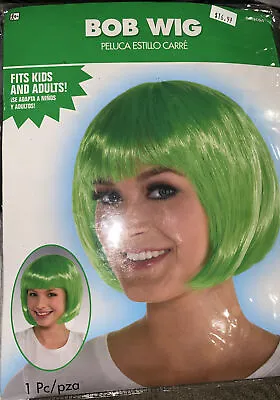 Green BOB WIG Costume Adult /Child Wig Bangs Short Hair Punk 80s Halloween • $7
