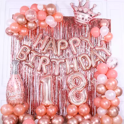 Rose Gold 18th Birthday Decorations For Girls 40in 18th Birthday Balloons 18th • £18.21