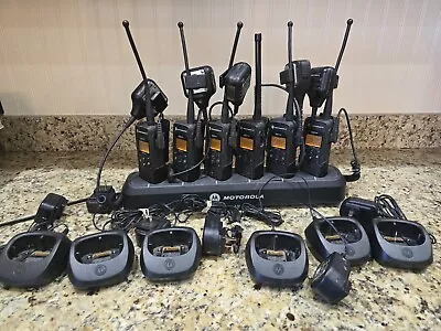 Lot Of 6 Motorola DTR 550 Radios 5 Mics Power Bank Six One Hour Desk Chargers • $1125