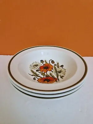 J & G MEAKIN ~STUDIO - POPPY~ Small Rimmed Bowls X 3 • £13