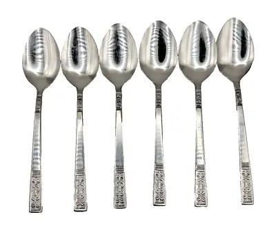 Stainless Steel MCM Teaspoon X 6 1960s Flatware Fluer De Lis Customcraft Style • $20