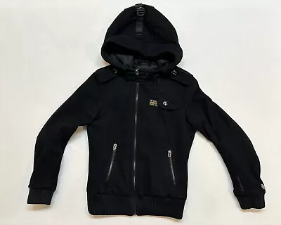 G Star Raw Jacket Mens Extra Small Black Hooded Zip-Up Pockets Winter Coat Adult • $29.98