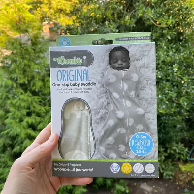 $10 • Buy Original Woombie Baby Swaddle, New In Box, Newborn/0-3m/5-13 Lbs Gray Elephant