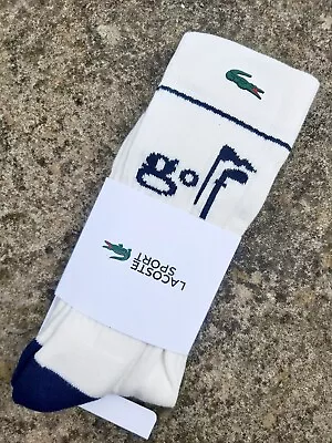 LACOSTE GOLF SOCKS Mens 43-46 Or 47-50 Sports Tennis White / Navy RA6062 Lac5 • £35