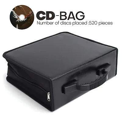 $26.99 • Buy 520 Disc CD/DVD Wallet Binder Book Sleeves Disc Storage Bag Carrying Case Black