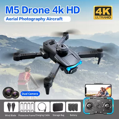 $95.99 • Buy 2023 M5 Quad Air Drone 8k HD Wide Angle Dual Camera WIFI FPV RC Quadcopter Drone
