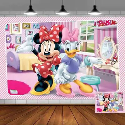 Daisy And Minnie Mouse Party Supplies Birthday Decorations Backdrop 5x3ft • $18