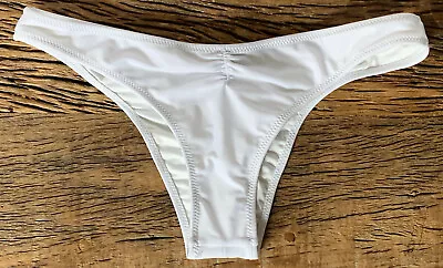 VOLCOM Women's Large White Bikini Bottoms Hipster Low Cheeky Swim Surf Beach New • $7.18