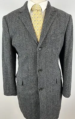 J  Crew Ludlow Men’s Tweed Herringbone Wool Topcoat Overcoat Quilted Lining 44 R • $199.98