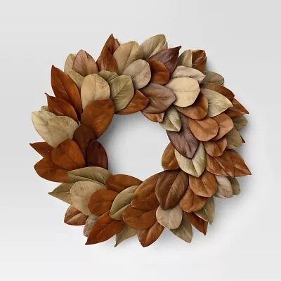 Magnolia Dried Wreath Brown Threshold Autumn Xmas Holiday 21  • $65