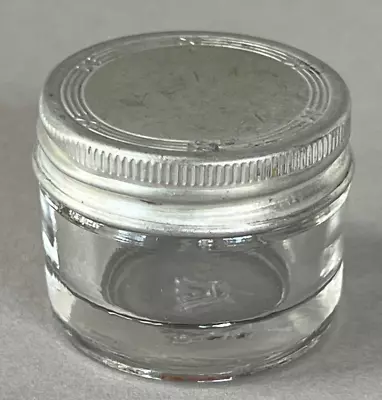 Vintage SMALL CLEAR GLASS JAR With ALUMINUM LID APOTHECARY Pharmacy Medicine • $26